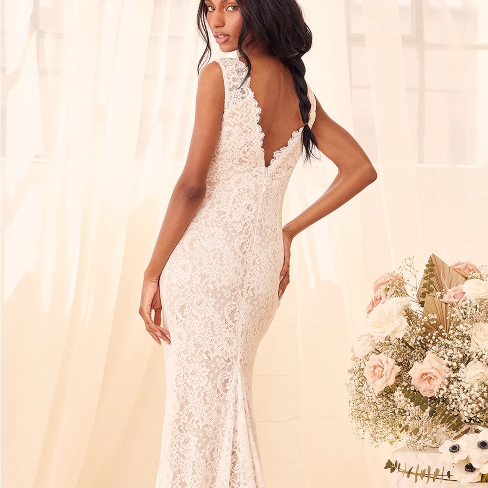 Spectacular Romance White Lace Sleeveless Mermaid Maxi Dress, Lace White Dress